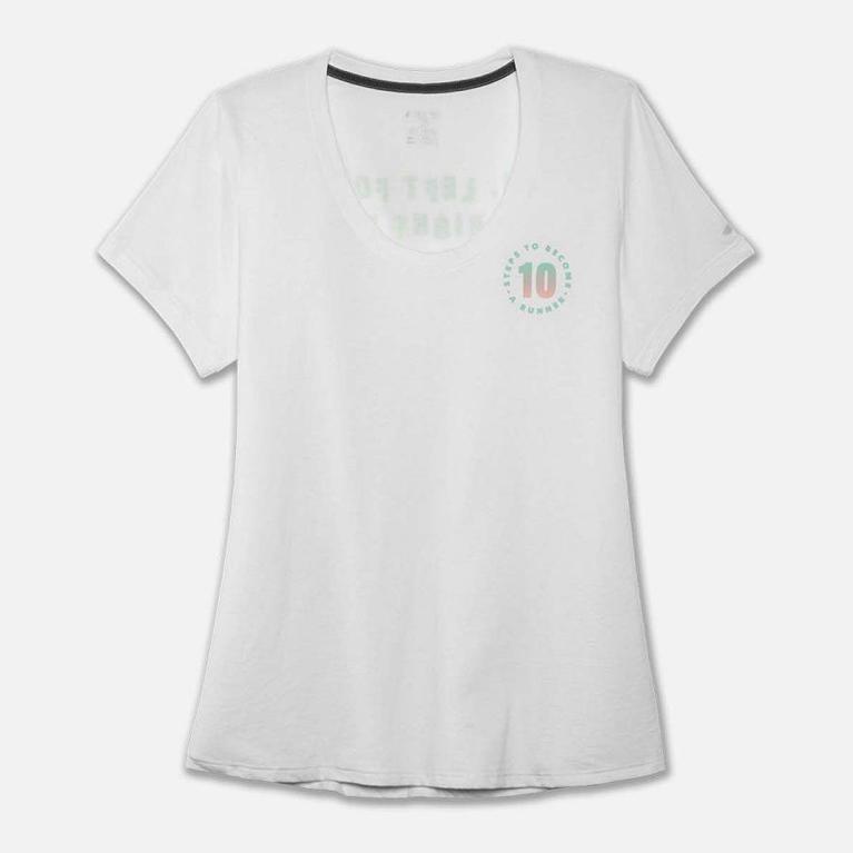 Brooks Run Happy Graphic Women's Short Sleeve Running Shirt - White (57648-DORZ)